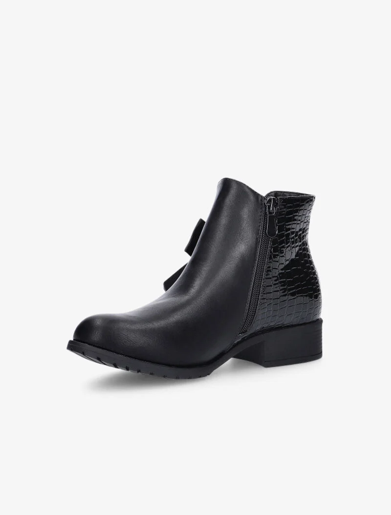 Bottines texturées à noeud - noir