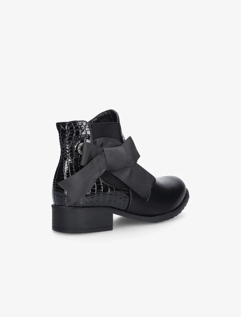 Bottines texturées à noeud - noir