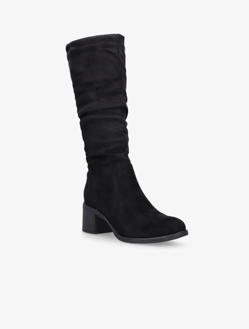 Bottes plissées à petit talon - noir