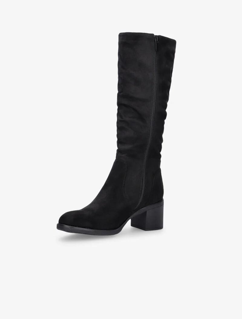 Bottes plissées à petit talon - noir