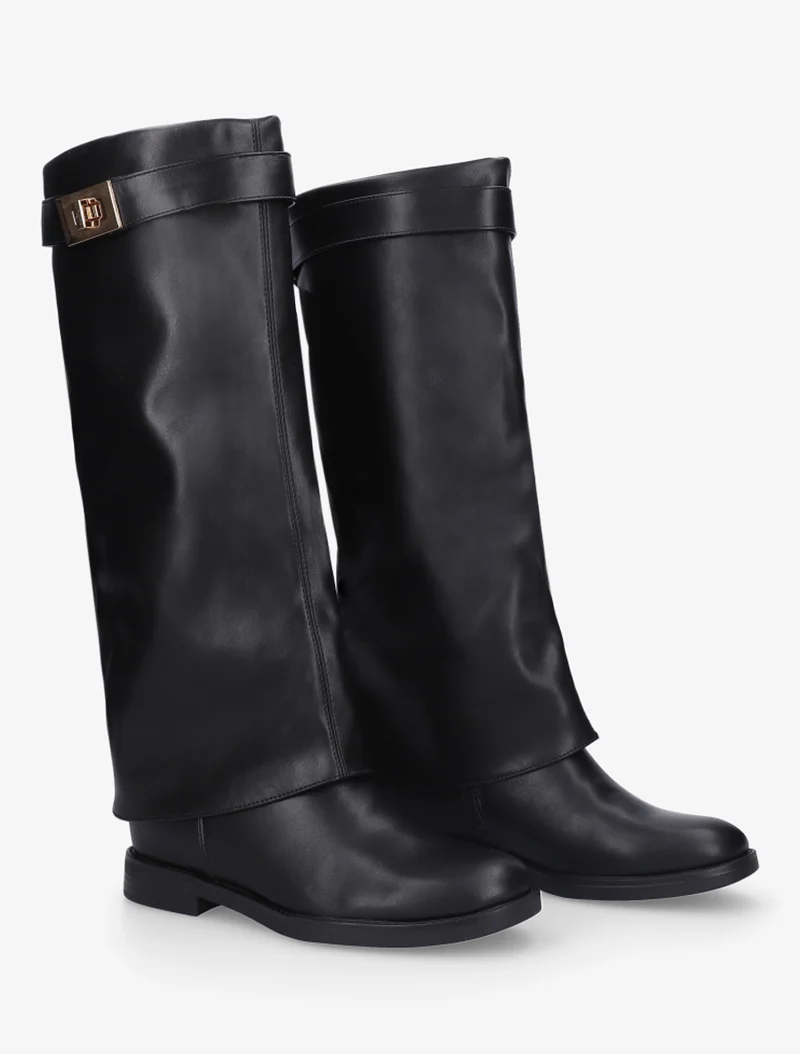 Bottes plates en simili - Noir