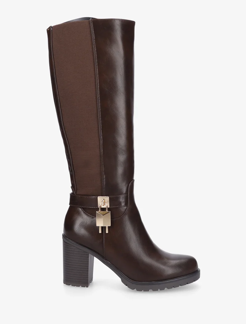 Bottes élastiquées à cadenas décoratif - Marron