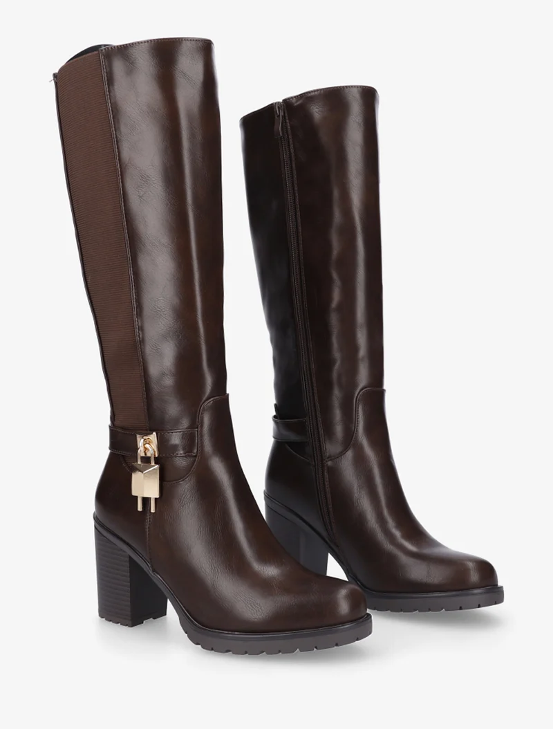 Bottes élastiquées à cadenas décoratif - Marron