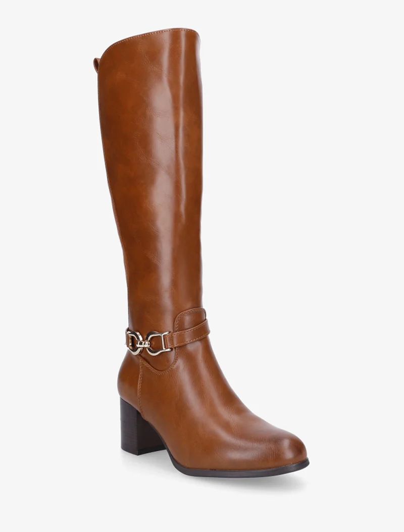 Bottes en simili à boucle décorative - Camel