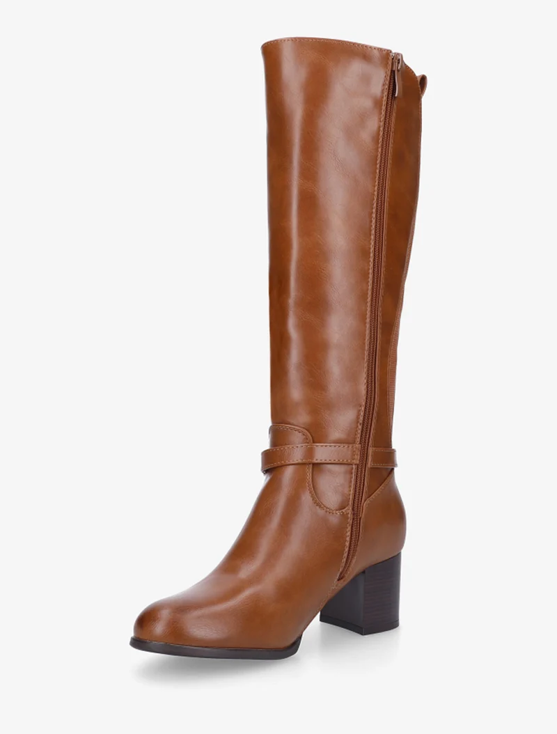 Bottes en simili à boucle décorative - Camel