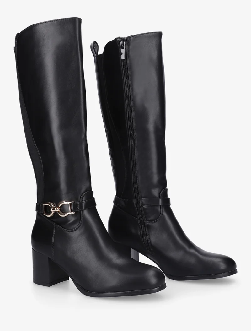 Bottes en simili à boucle décorative - Noir