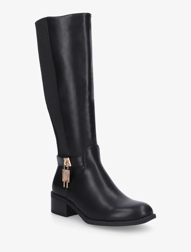 Bottes en simili à empiècement métallique - Noir