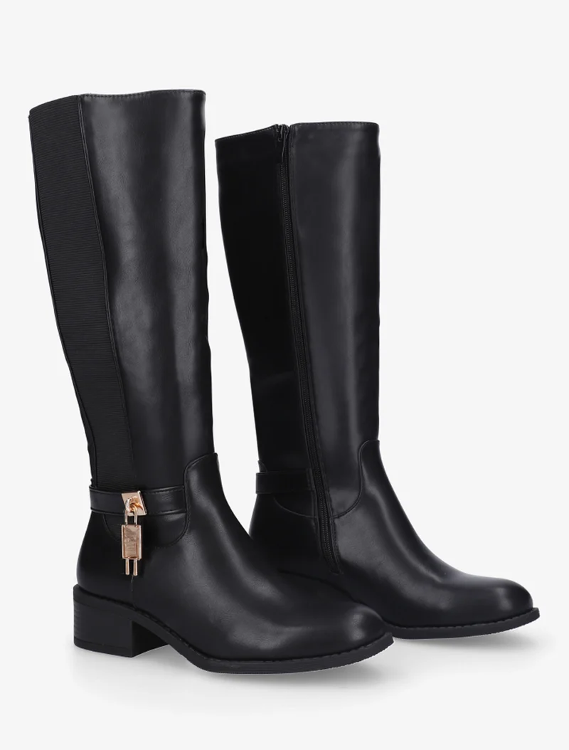 Bottes en simili à empiècement métallique - Noir