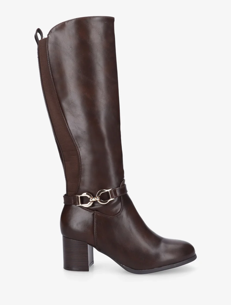 Bottes en simili à boucle décorative - Marron