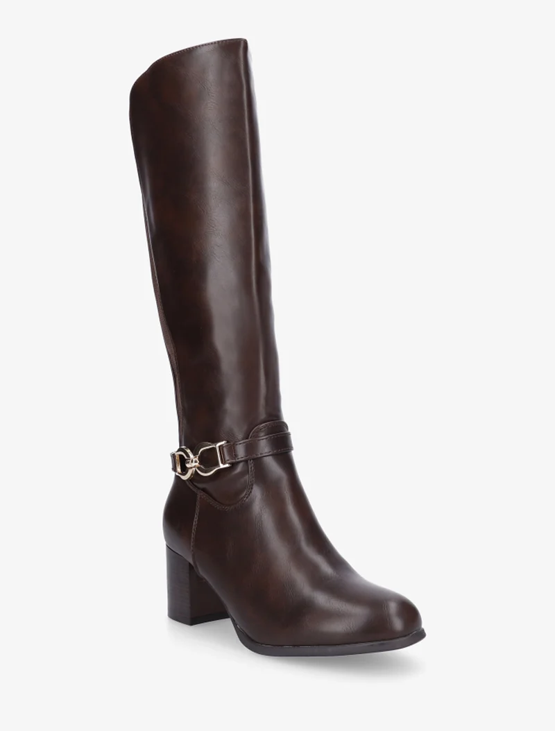 Bottes en simili à boucle décorative - Marron