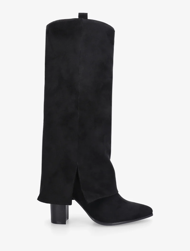 Bottes à revers en suédine - Noir