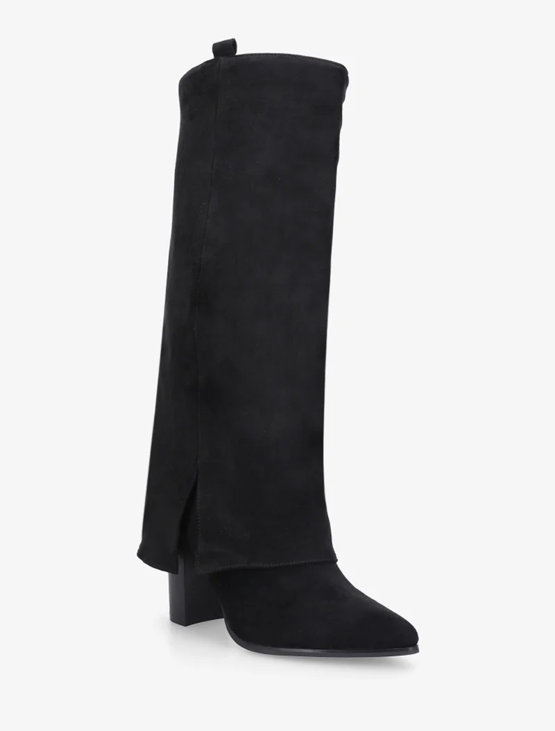 Bottes à revers en suédine - Noir