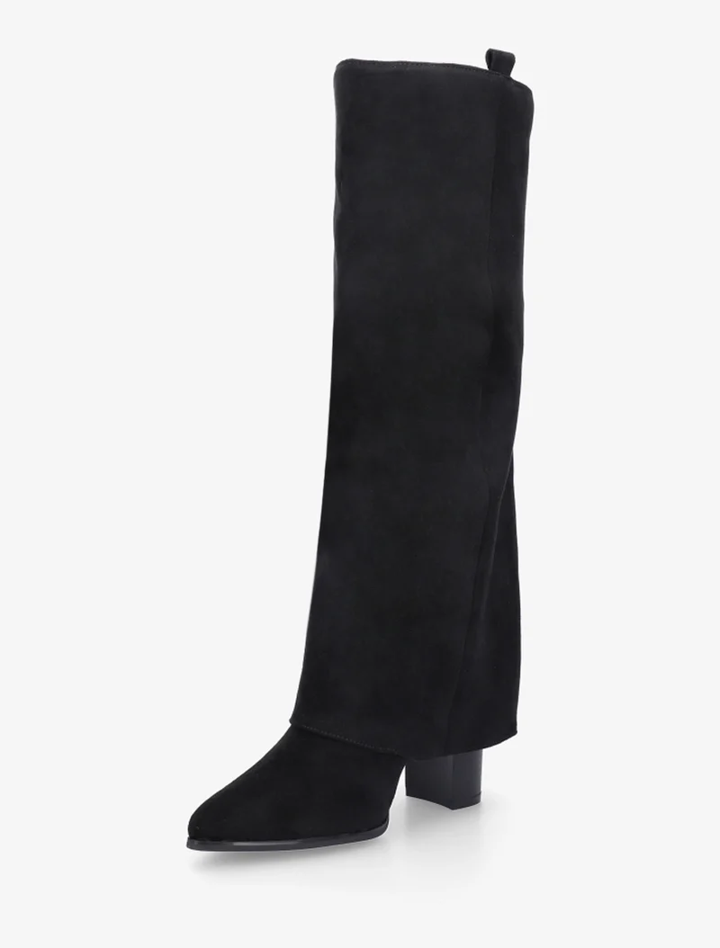 Bottes à revers en suédine - Noir