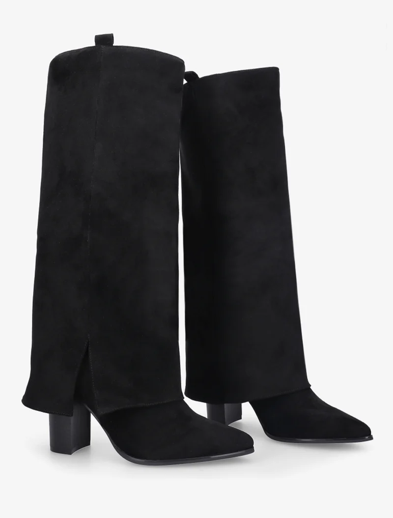 Bottes à revers en suédine - Noir