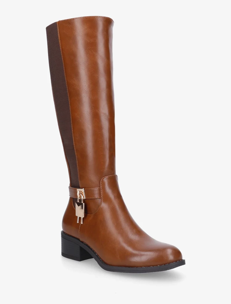 Bottes en simili à empiècement métallique - Camel