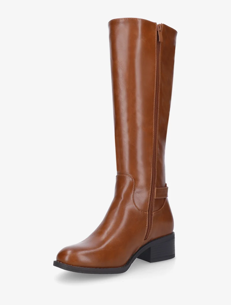 Bottes en simili à empiècement métallique - Camel