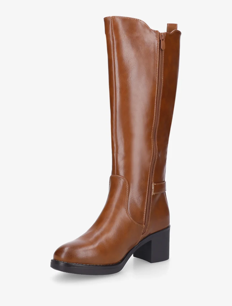 Bottes élastiquées à sangle en simili - Camel