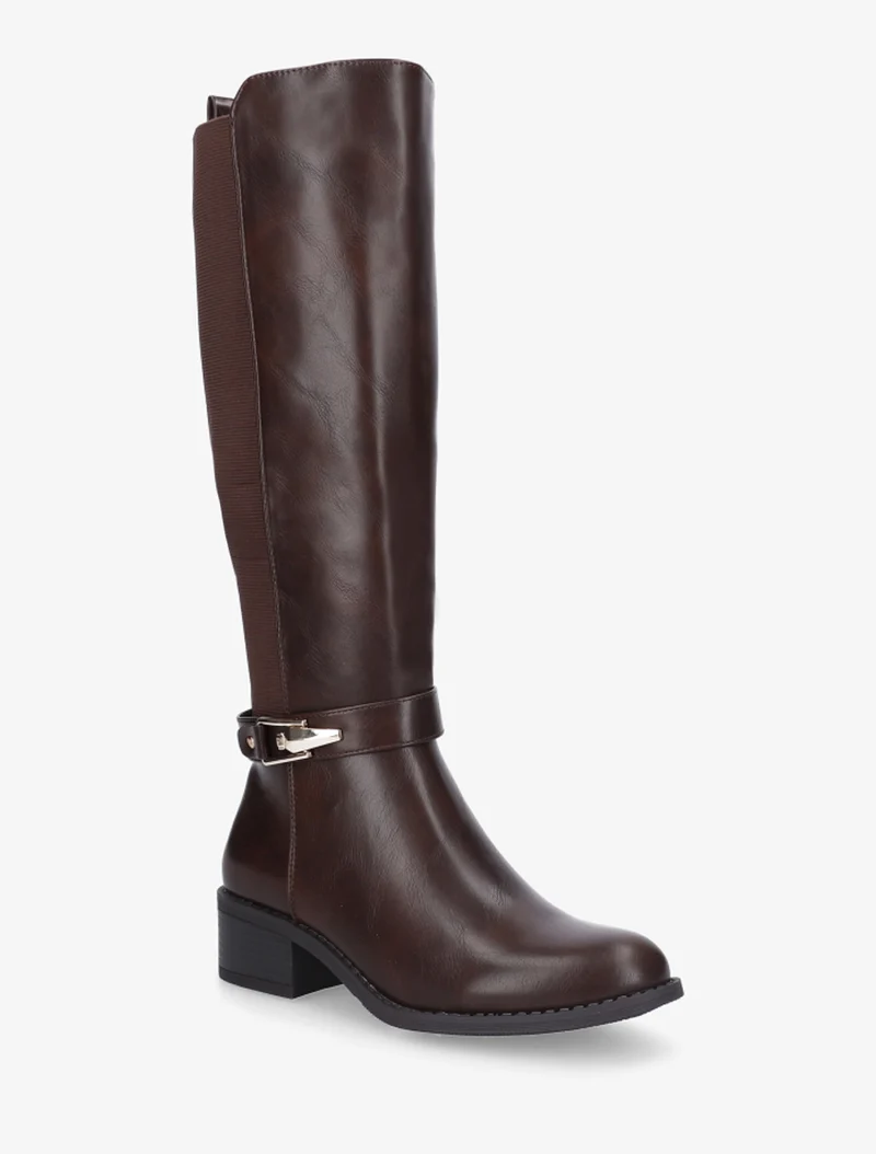 Bottes élastiquées à empiècement métallique - Marron