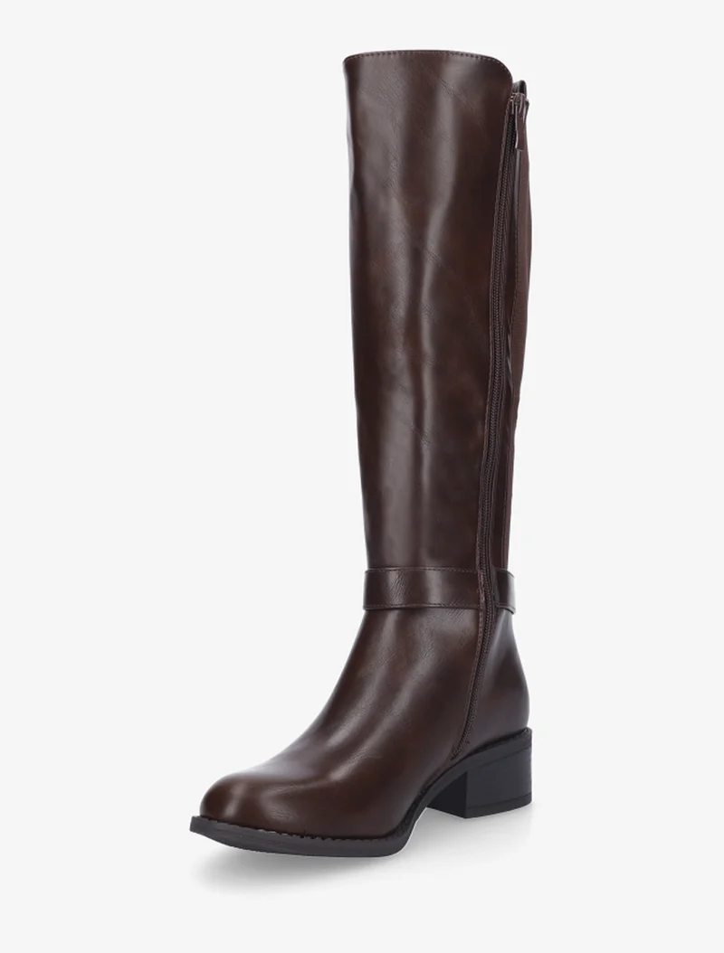 Bottes élastiquées à empiècement métallique - Marron