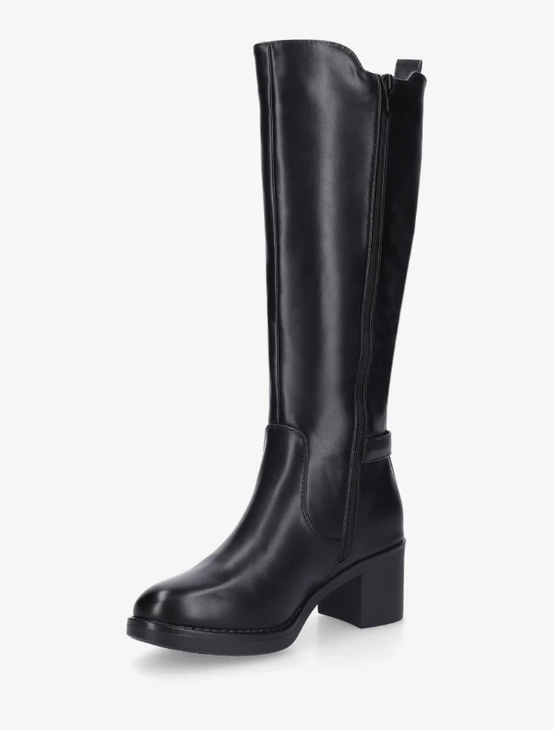 Bottes élastiquées à sangle en simili - Noir