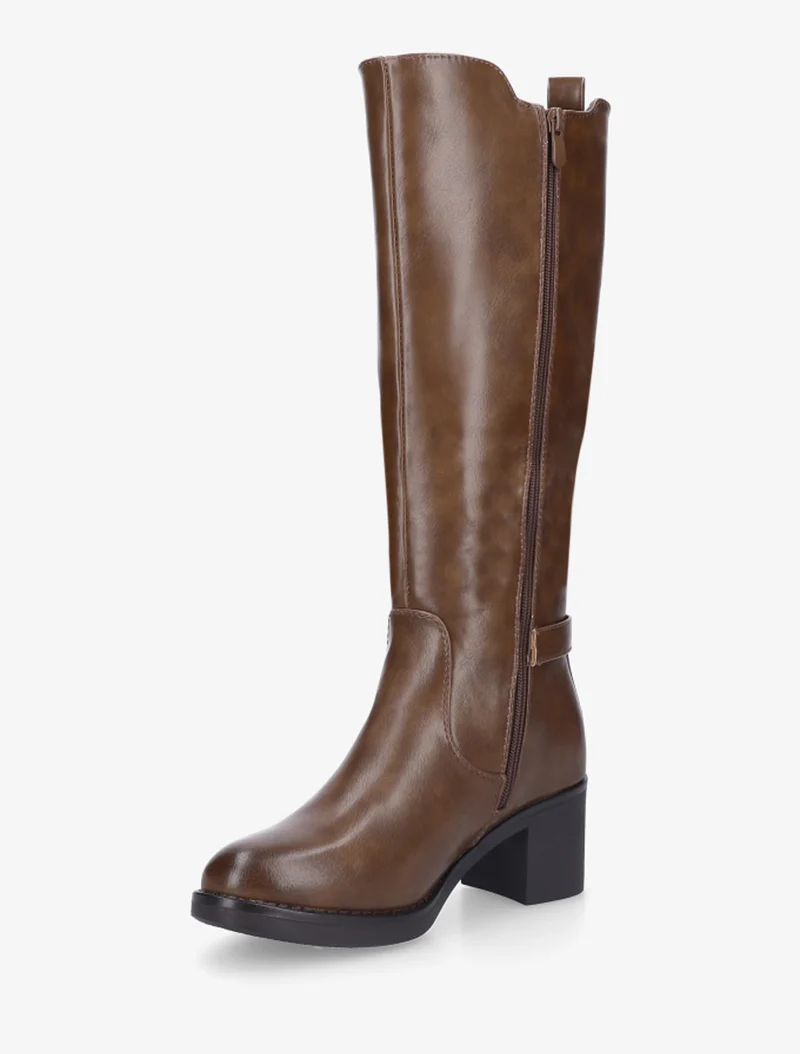 Bottes élastiquées à sangle en simili - Marron