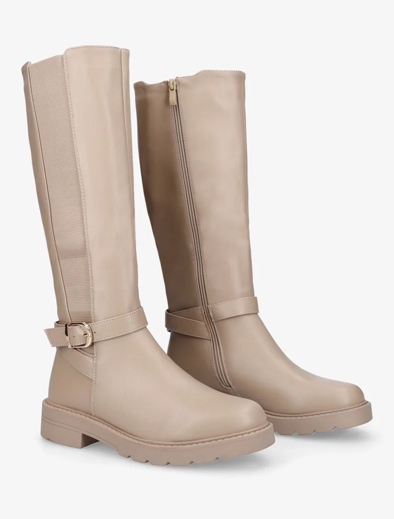 Bottes élastiquées à sangle - Taupe