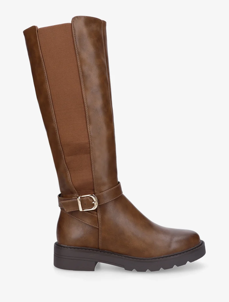 Bottes élastiquées à sangle - Camel foncé