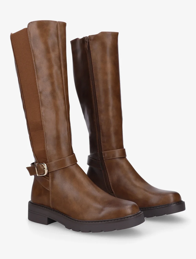 Bottes élastiquées à sangle - Camel foncé
