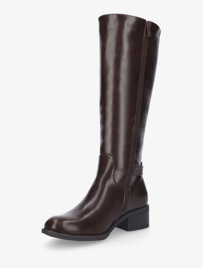 Bottes en simili à empiècement métallique - Marron