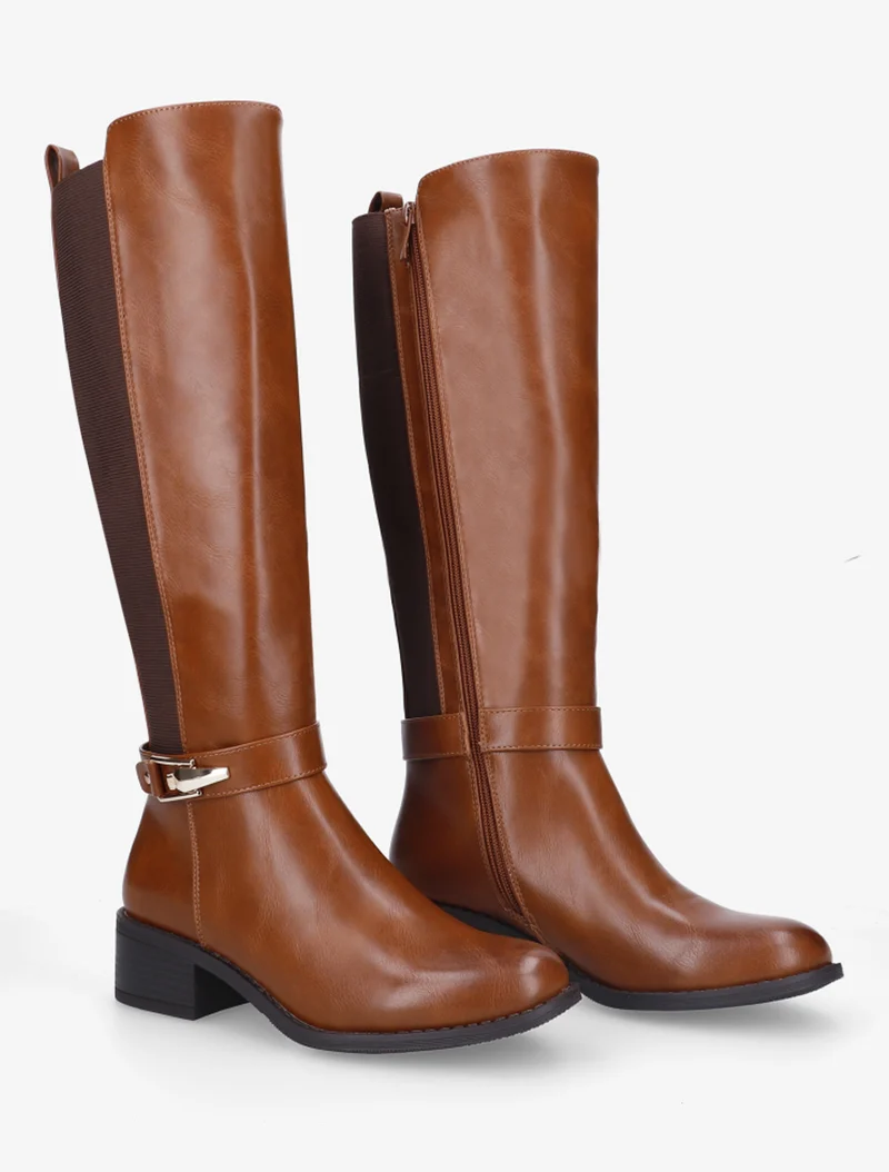 Bottes élastiquées à empiècement métallique - Camel