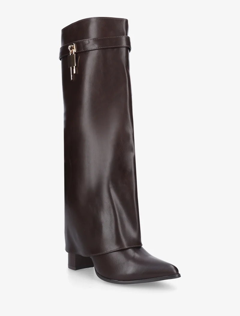 Bottes à revers et bout pointu - Marron