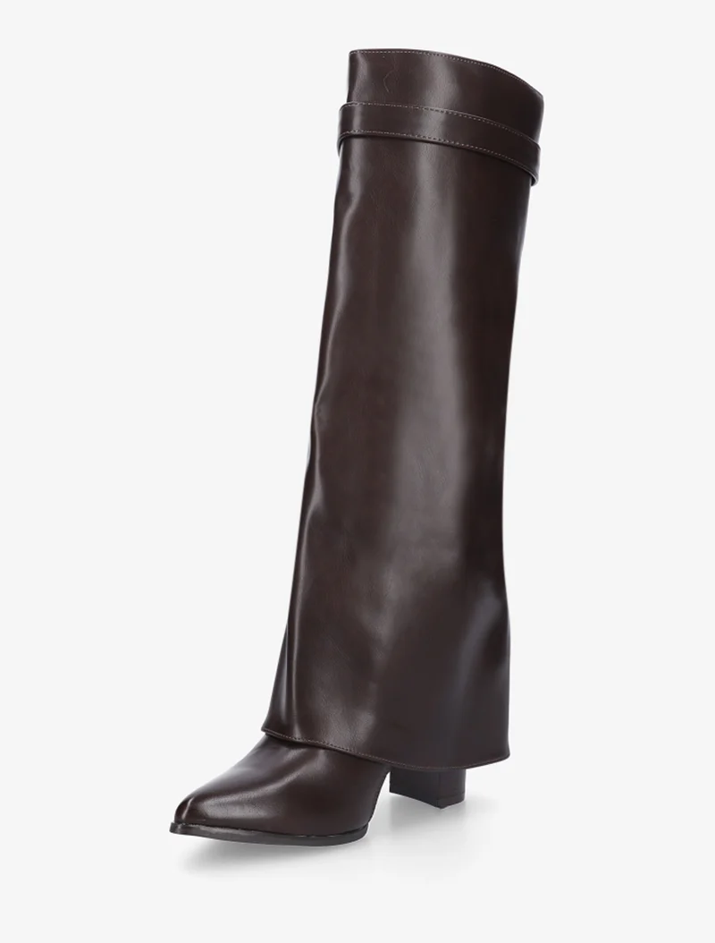 Bottes à revers et bout pointu - Marron