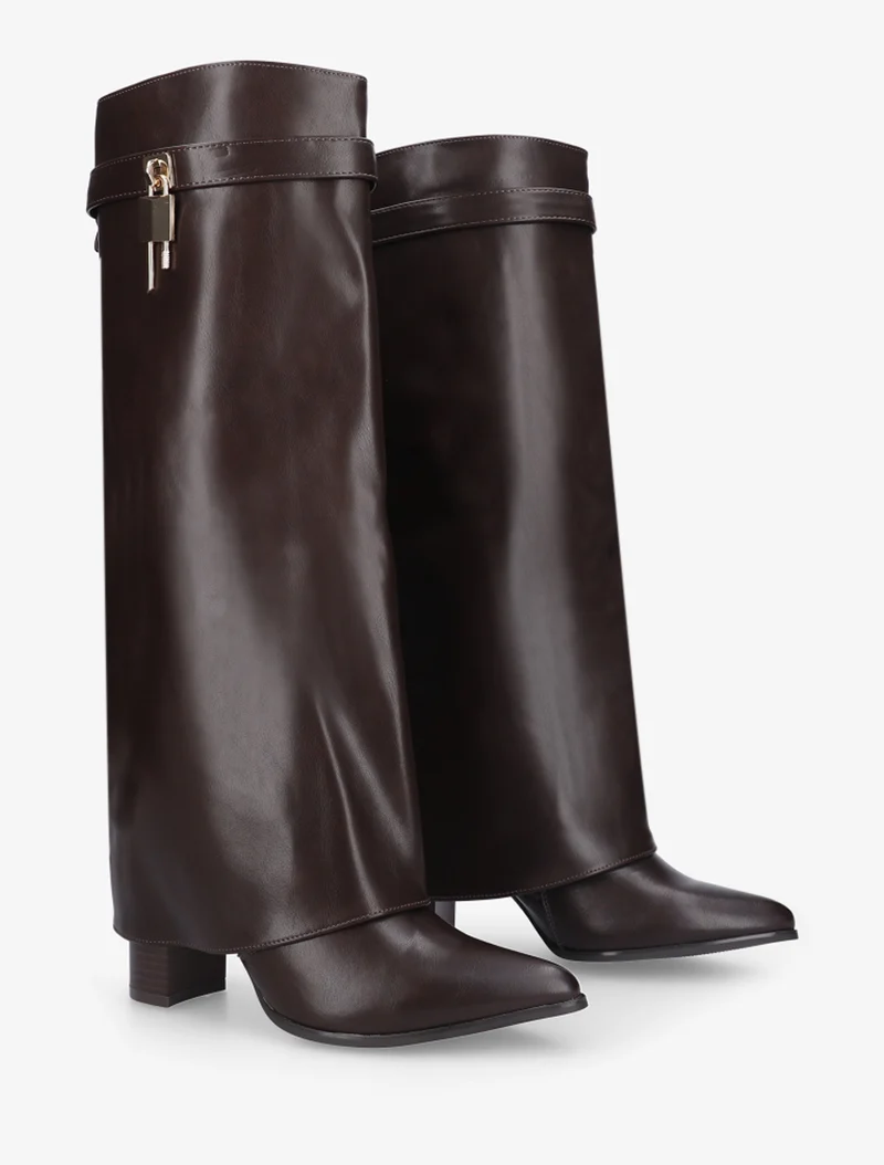 Bottes à revers et bout pointu - Marron
