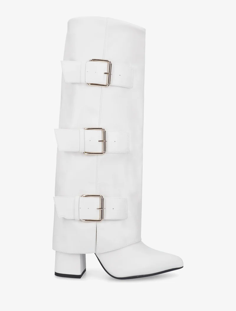 Bottes à revers et triple sangles - Blanc