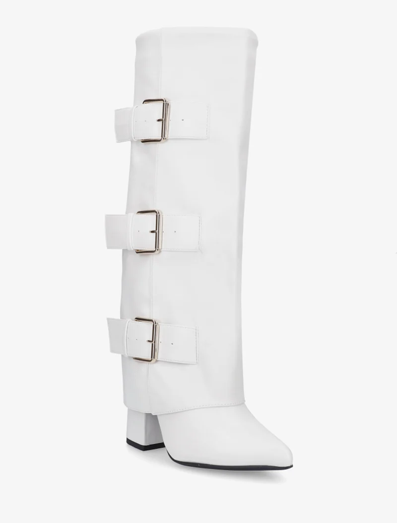 Bottes à revers et triple sangles - Blanc