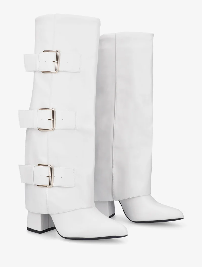 Bottes à revers et triple sangles - Blanc