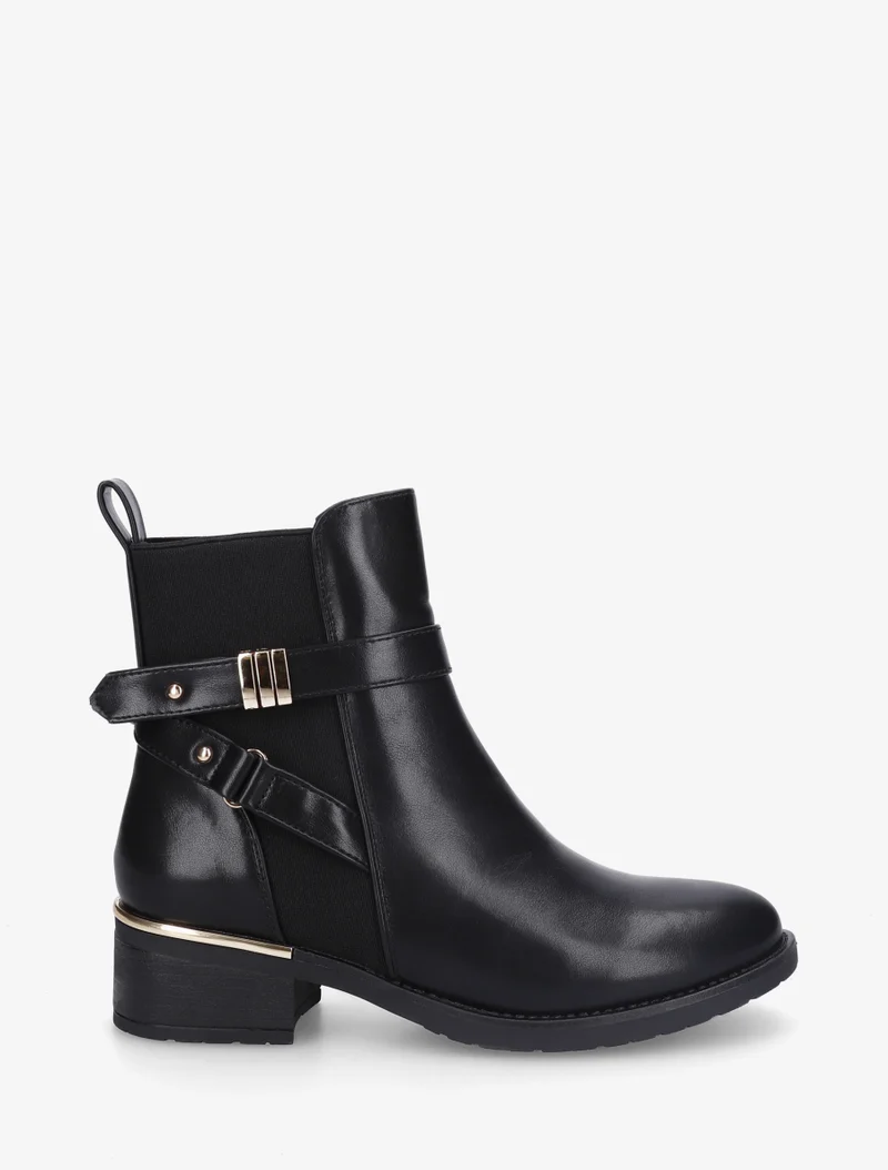 Bottines sanglées à cheville élastiquée - Noir