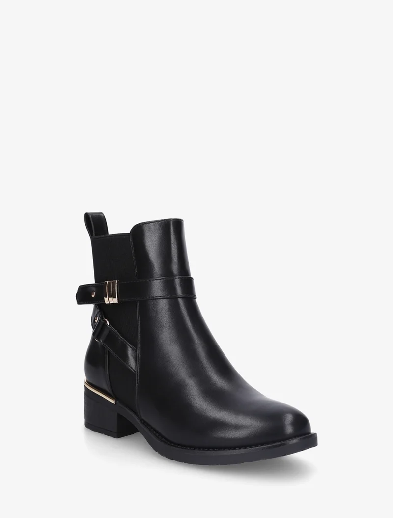 Bottines sanglées à cheville élastiquée - Noir