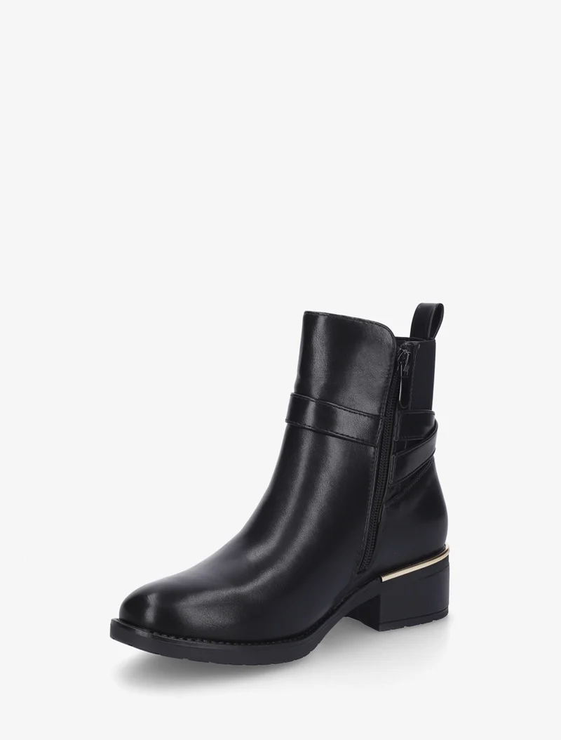 Bottines sanglées à cheville élastiquée - Noir