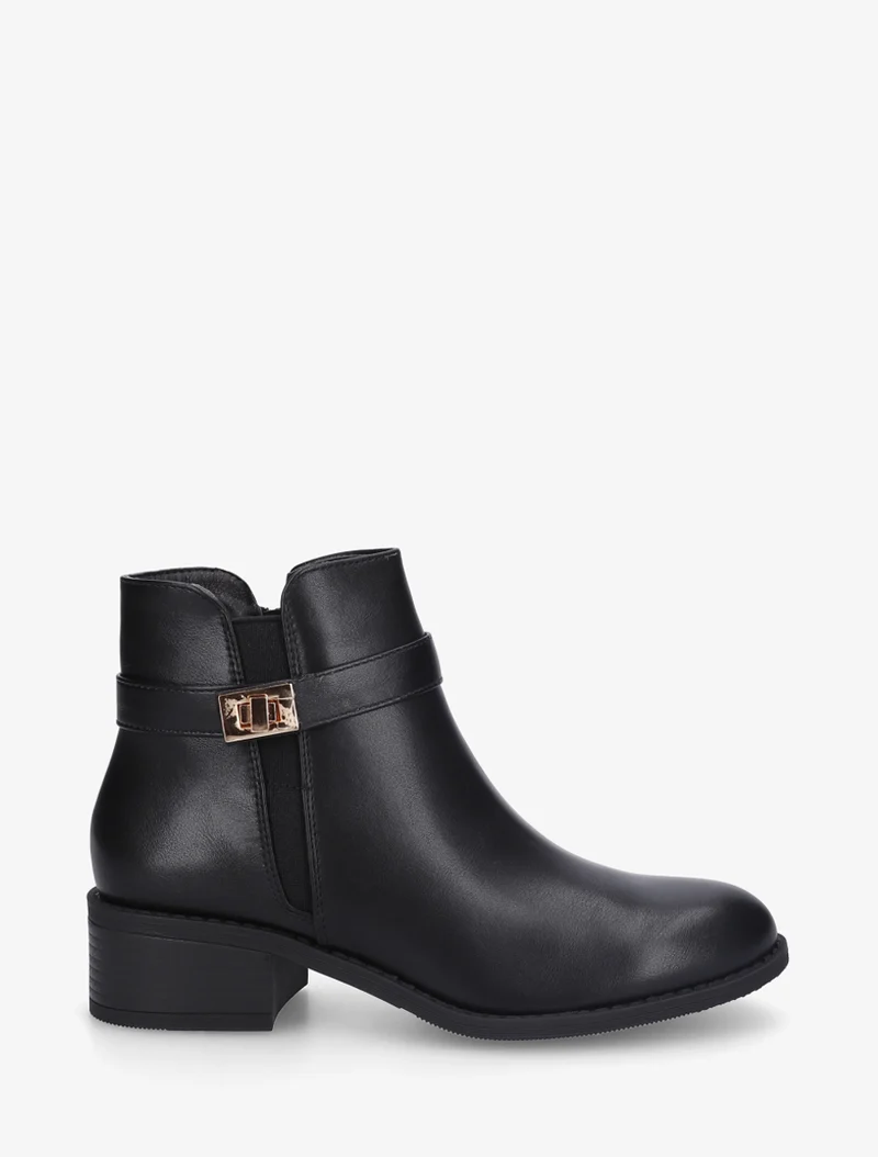 Bottines en simili à cheville élastiquée - Noir