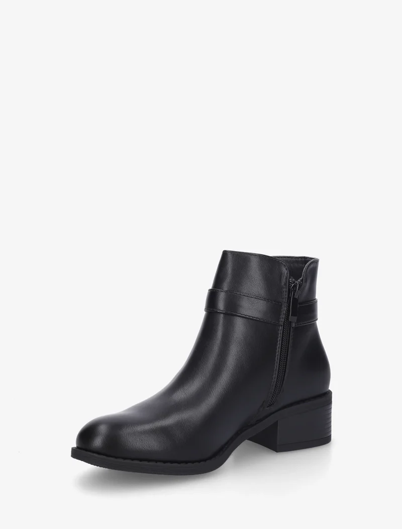 Bottines en simili à cheville élastiquée - Noir