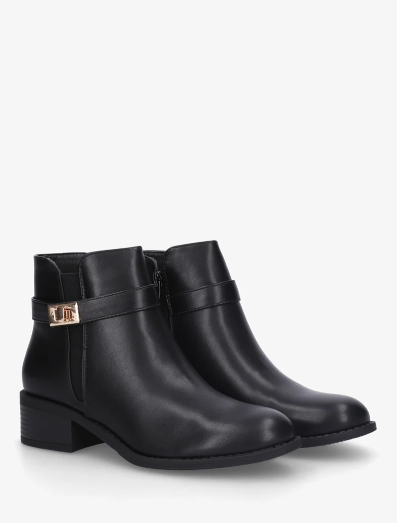 Bottines en simili à cheville élastiquée - Noir