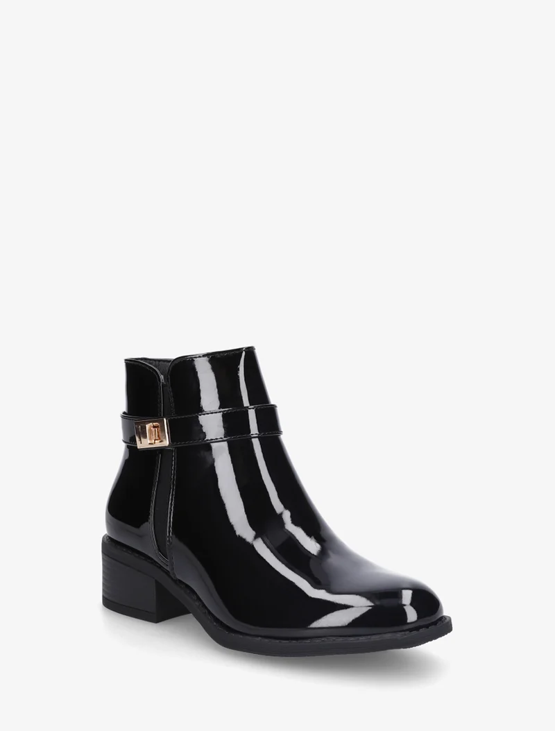 Bottines vernies à cheville élastiquée - Noir