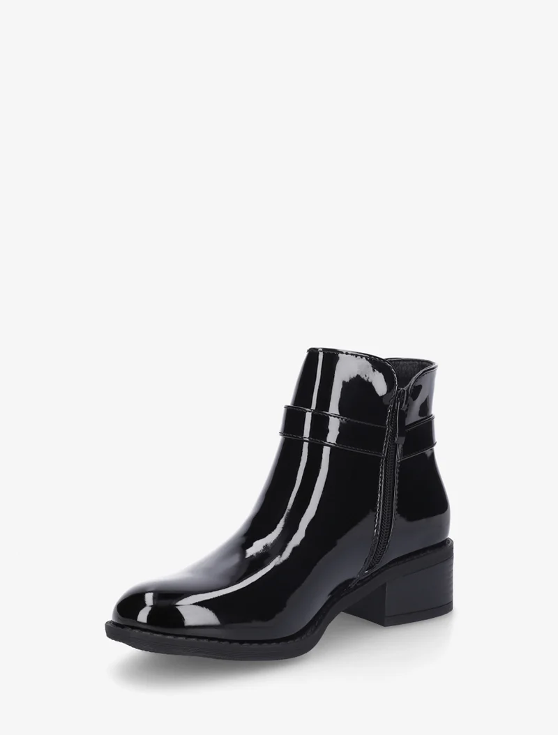 Bottines vernies à cheville élastiquée - Noir