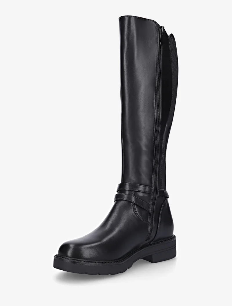 Bottes cavalière élastiquées à sangle - Noir