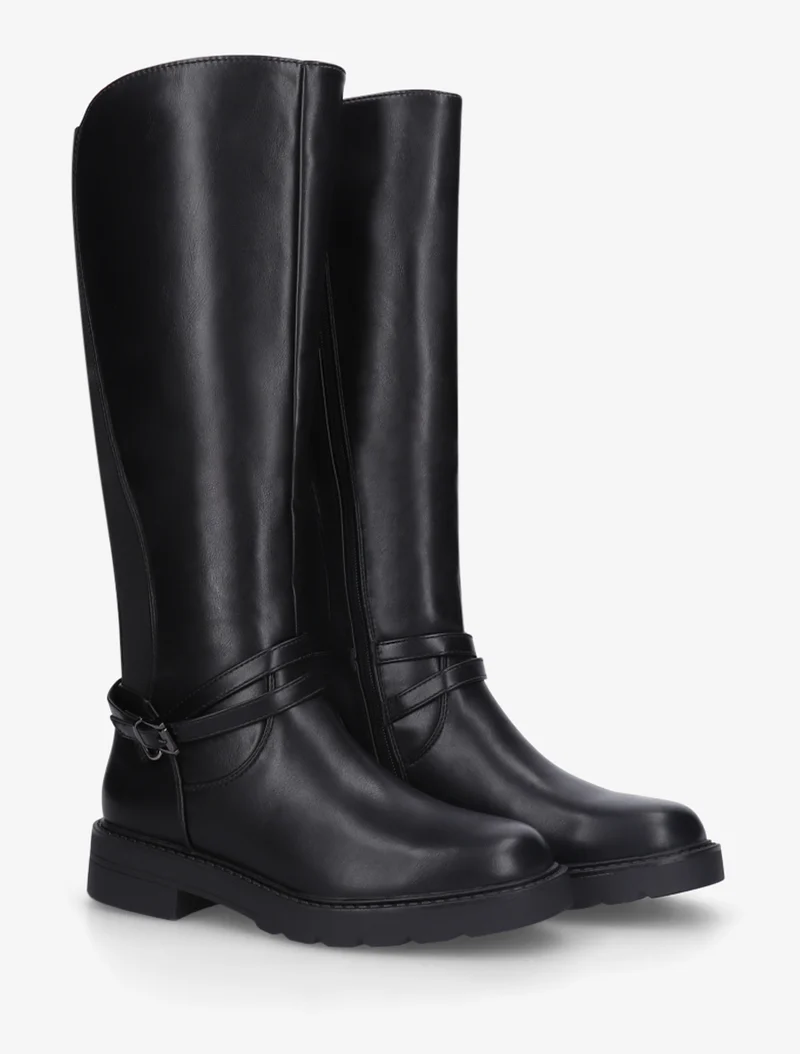 Bottes cavalière élastiquées à sangle - Noir
