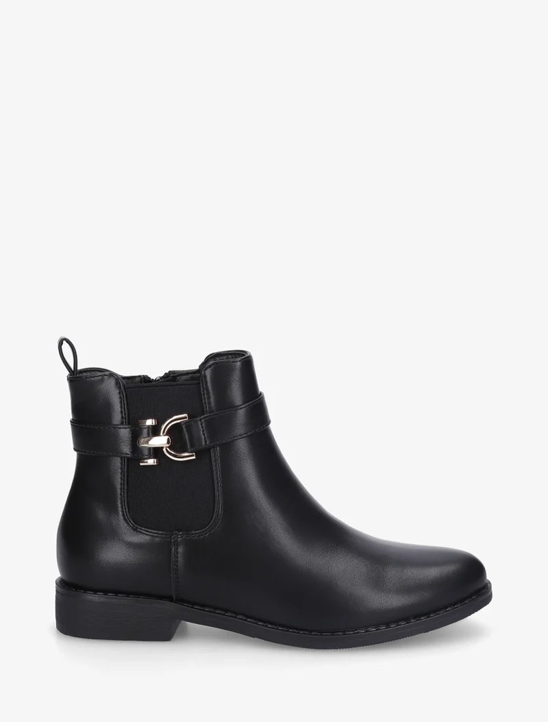 Bottines en simili à cheville élastiquée - Noir