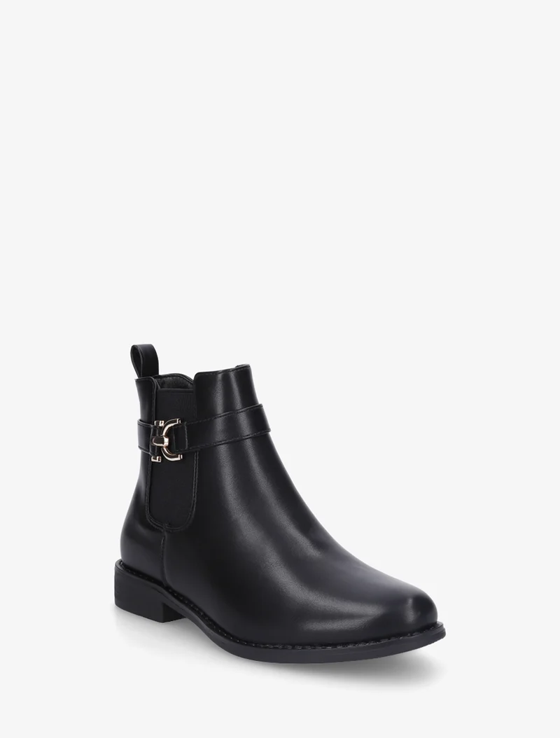 Bottines en simili à cheville élastiquée - Noir