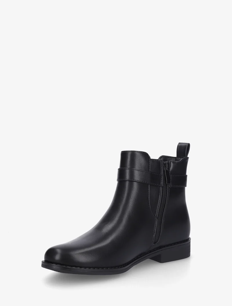 Bottines en simili à cheville élastiquée - Noir