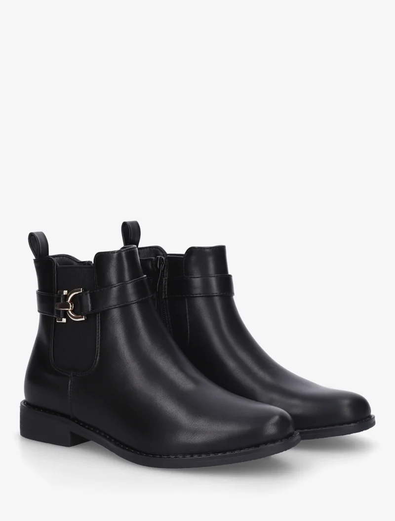 Bottines en simili à cheville élastiquée - Noir